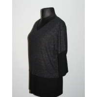 Sukienka tunika KIMONO z dekoltem - srebrny brokat